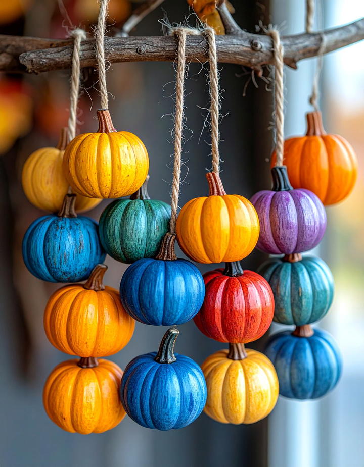 Wooden Pumpkin Slice Ornaments - 50 wooden fall decor ideas