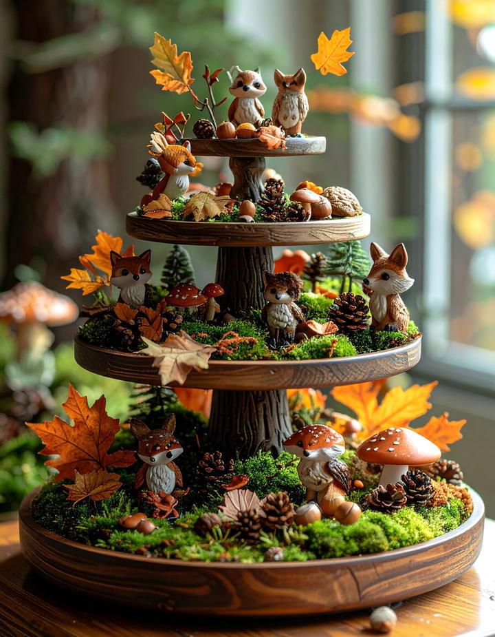 Woodland Creature Theme - 50 fall tiered tray decor ideas