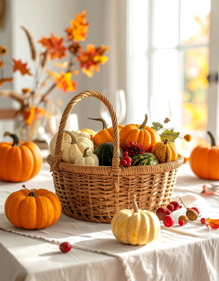 Woven Basket Displays - 50 fall table decor ideas