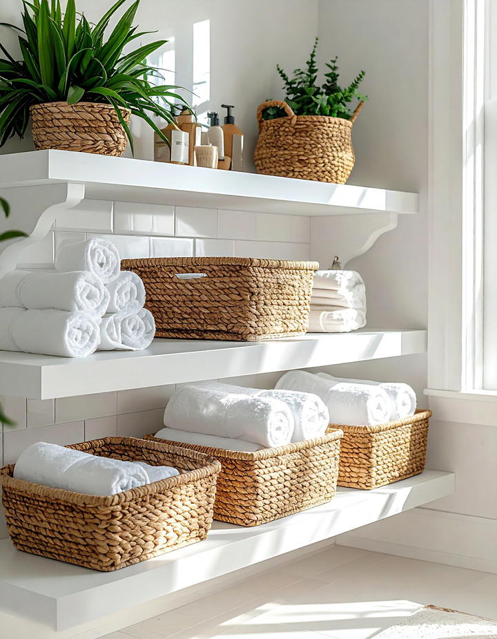 Woven Basket Organization - 50 fall bathroom decor ideas
