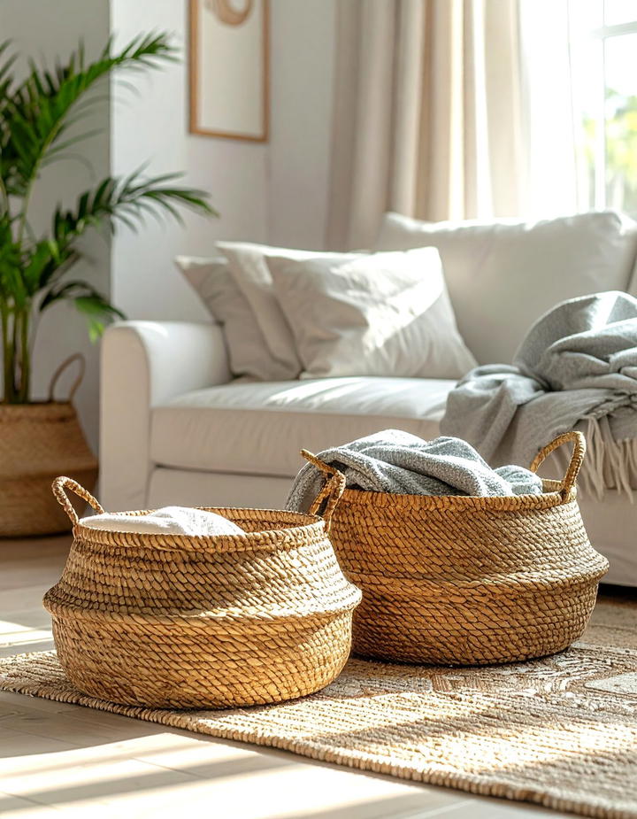 Woven Storage Baskets - 50 living room fall decor ideas
