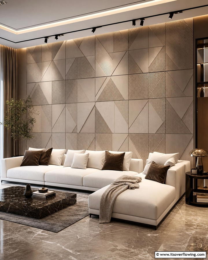 3D Geometric Panels - 25 Geometric Accent Wall Ideas for Modern Interiors