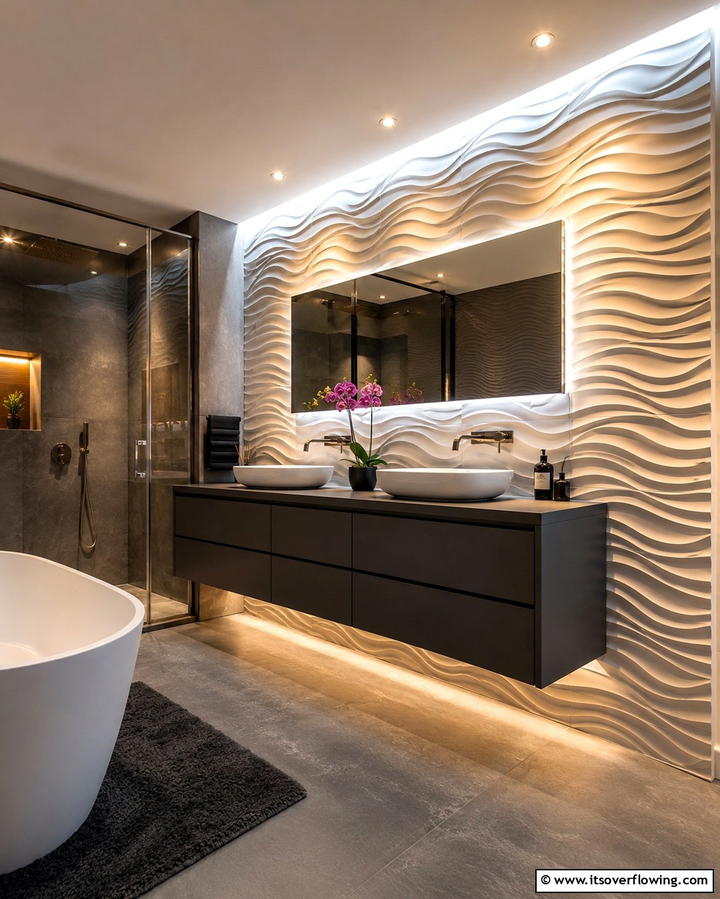 3D Wall Panels - 30 Stunning Bathroom Wall Ideas to Elevate Your Space