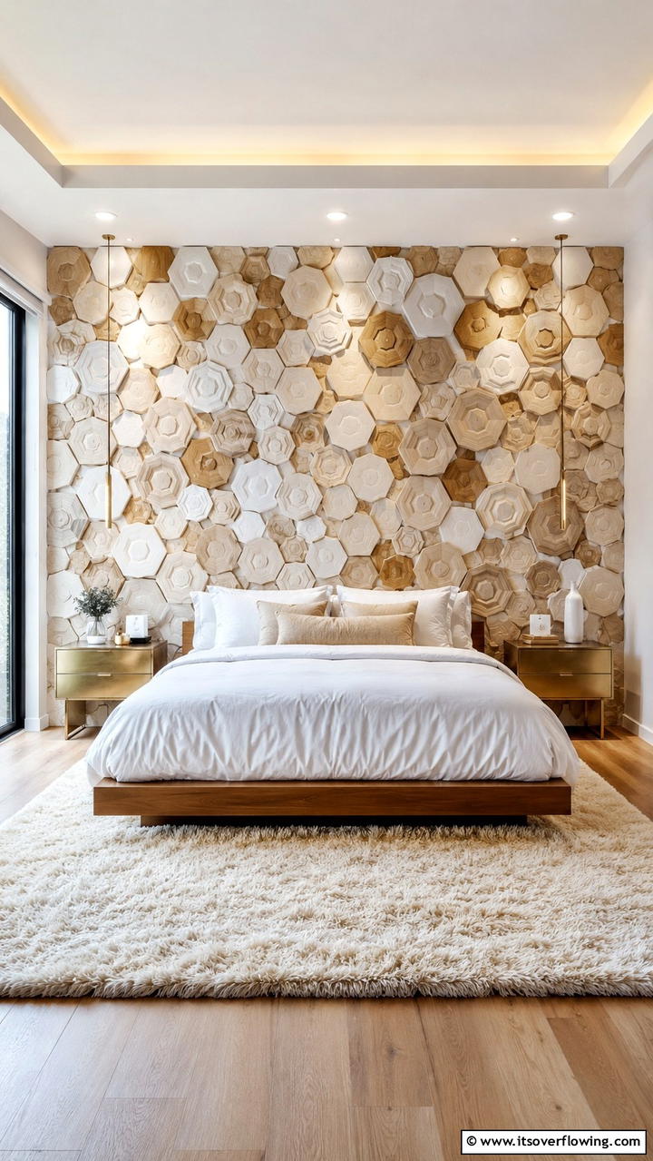 3D Wall Sculptures - 30 Bedroom Accent Wall Ideas to Transform Your Space