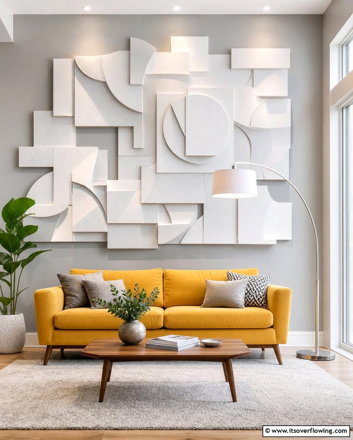 3D Wall Sculptures - 30 Living Room Wall Decor Ideas to Elevate Your Space