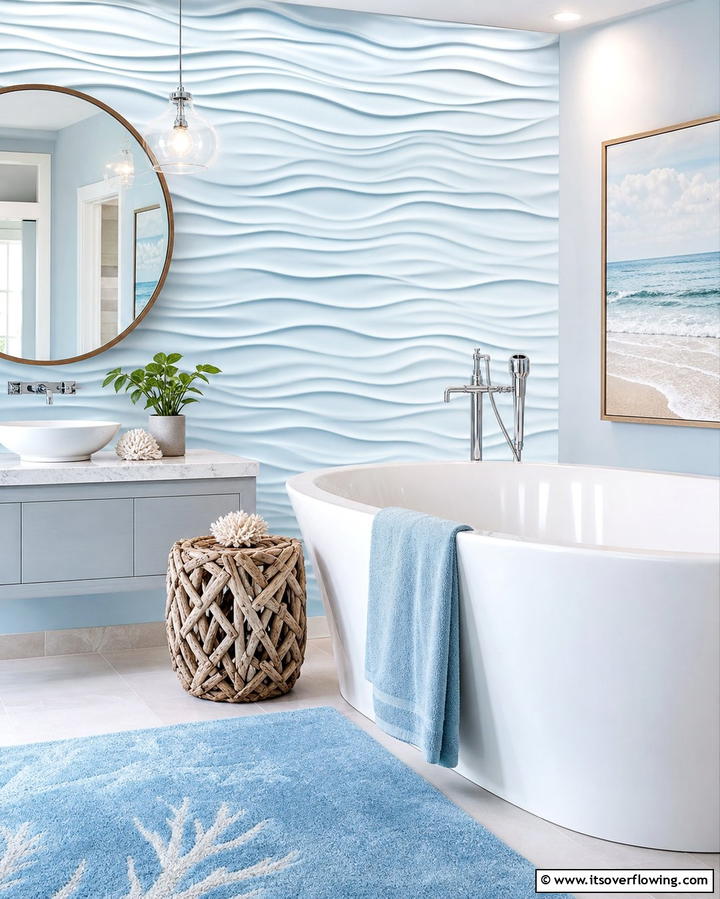 3D Wave Panels - 25 Bathroom Wall Paneling Ideas for a Luxurious Look