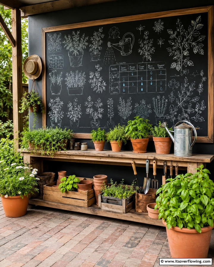 A Chalkboard Wall for Notes and Inspiration - 25 Greenhouse Decor Ideas for Plant Lovers