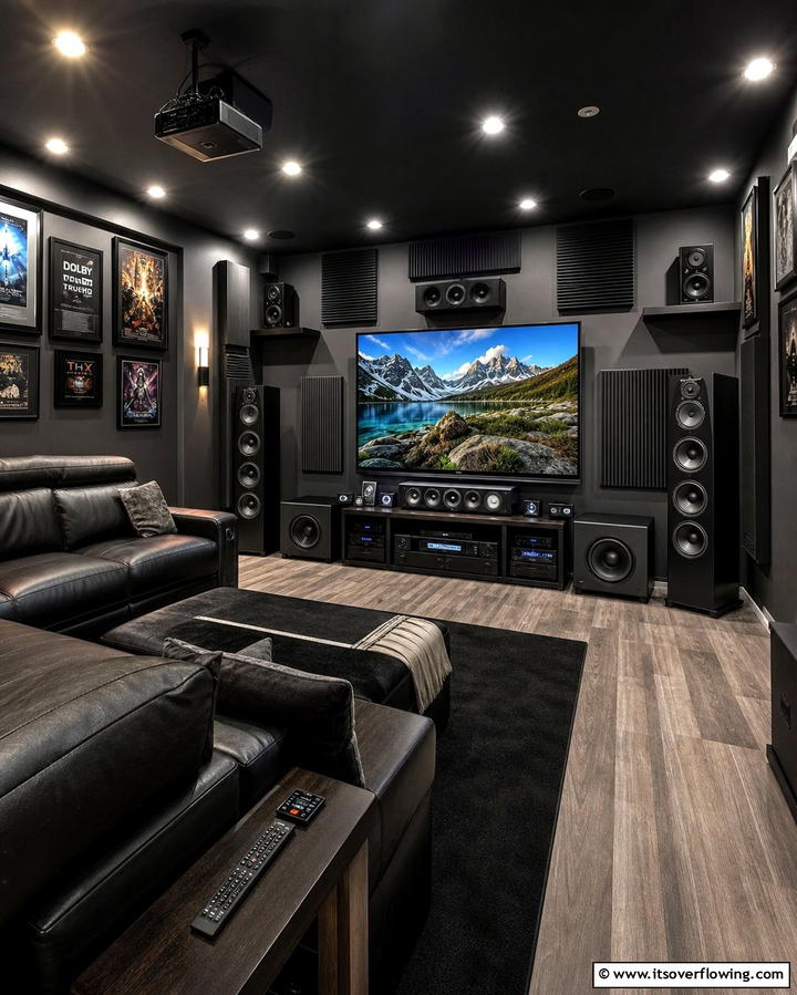 A Custom Sound System for Premium Audio - 20 Black Man Cave Ideas for a Masculine Retreat
