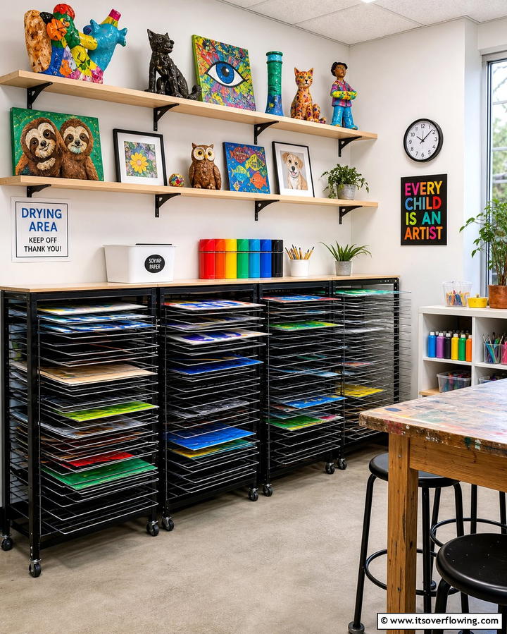 A Dedicated Drying Area - 25 Art Room Ideas for Creative Inspiration