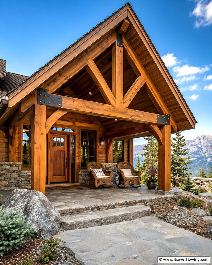 A Frame Roof for Rustic Charm - 25 Front Porch Roof Ideas- Enhance Your Home’s Curb Appeal