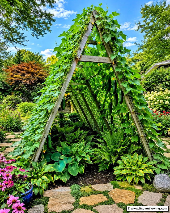 A Frame TrellisOne - 25 Cucumber Trellis Ideas for a Productive Garden