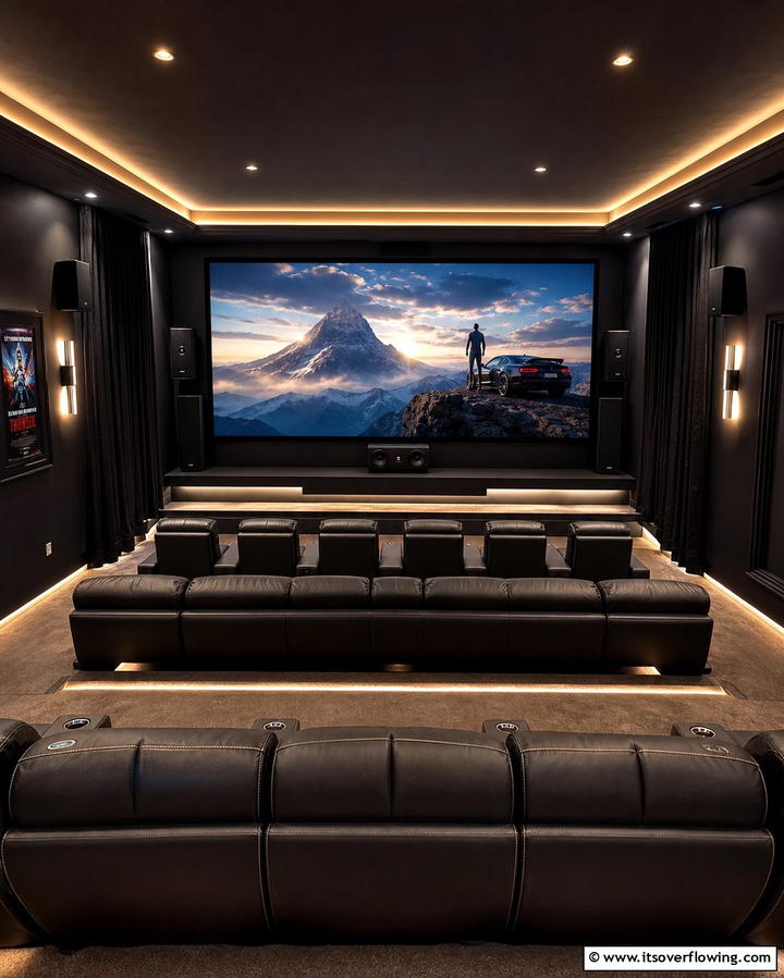 A Home Theater Setup for Ultimate Entertainment - 20 Black Man Cave Ideas for a Masculine Retreat