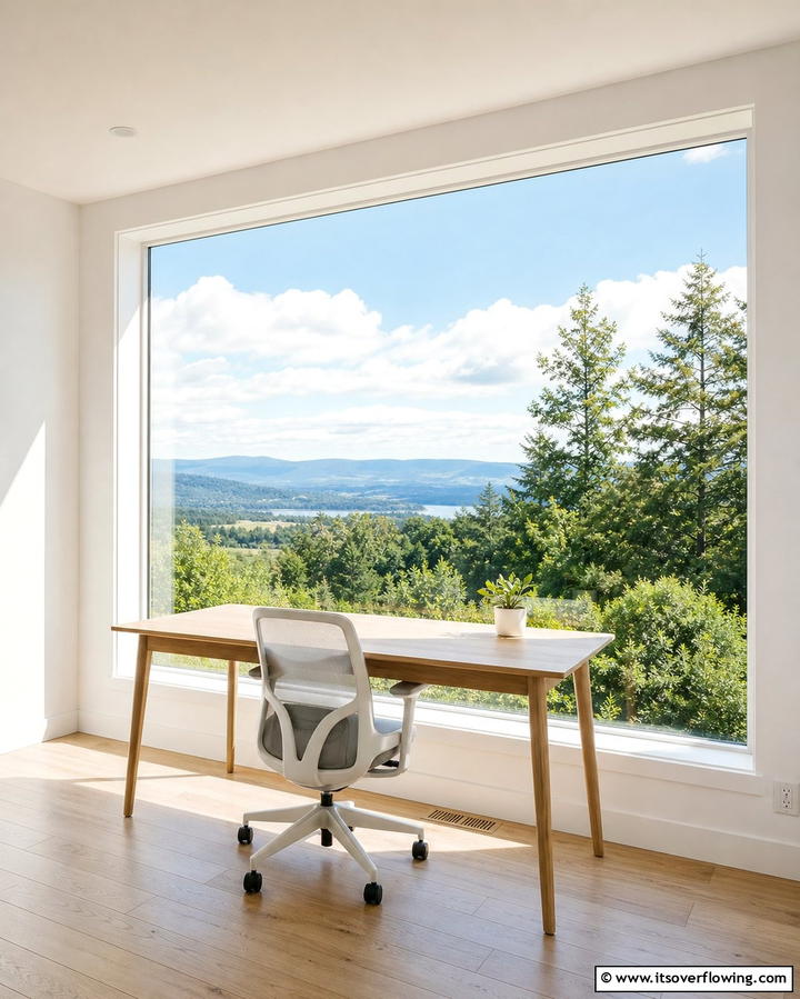 A Minimalist Desk with a Scenic View - 25 Desk in Front of Window Ideas for a Bright Workspace