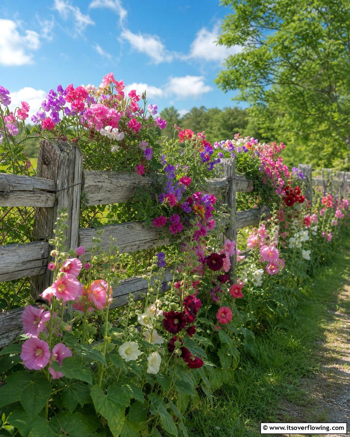 A Rustic Wildflower Fence Line - 25 Wildflower Garden Ideas for a Natural Look