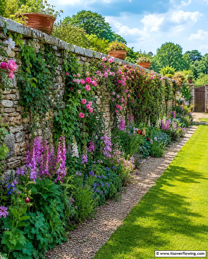 A Stone Garden Wall - 25 English Garden Ideas for a Charming Outdoor Space
