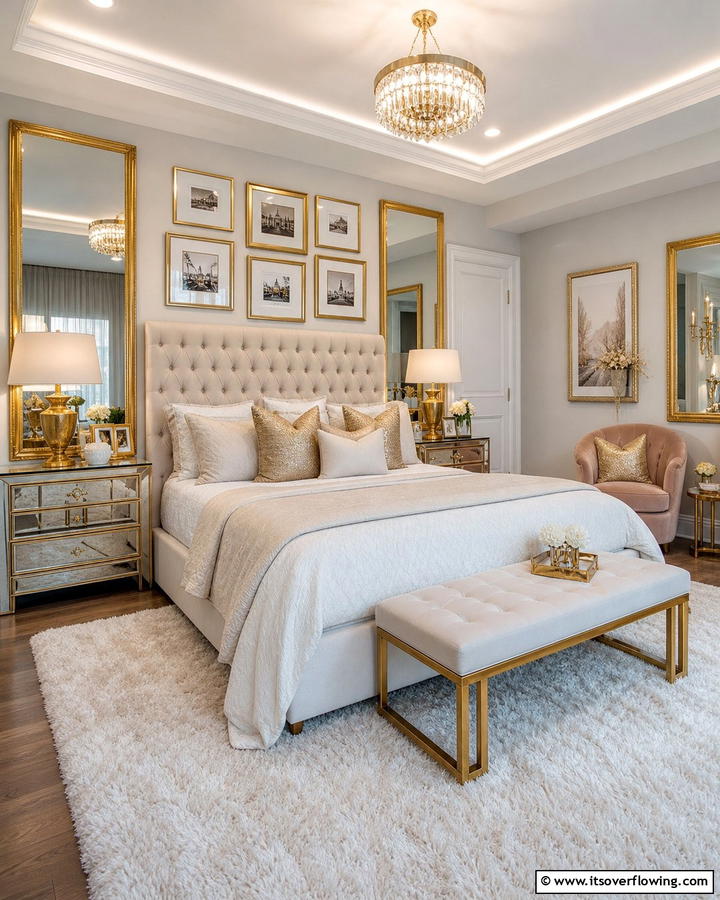 A Touch of Gold Accents - 17 Romantic Bedroom Ideas for Intimate and Cozy Retreats