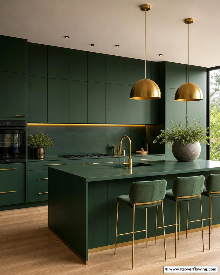A Unified Color Palette - 25 Modern Floor to Ceiling Kitchen Cabinets Ideas