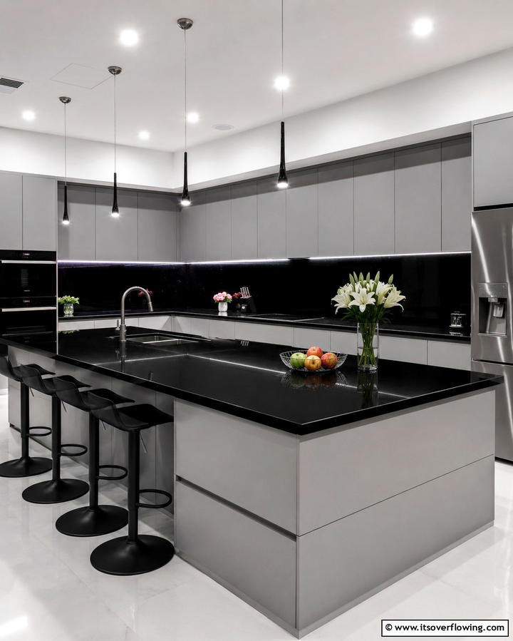 Absolute Black Granite for Sleek Minimalism - 25 Granite Kitchen Countertop Ideas for Elegant Kitchens