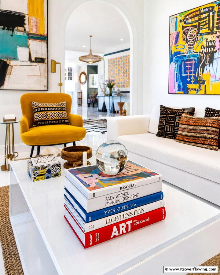 Abstract Art Books - 20 Coffee Table Centerpiece Ideas for Stylish Living Rooms