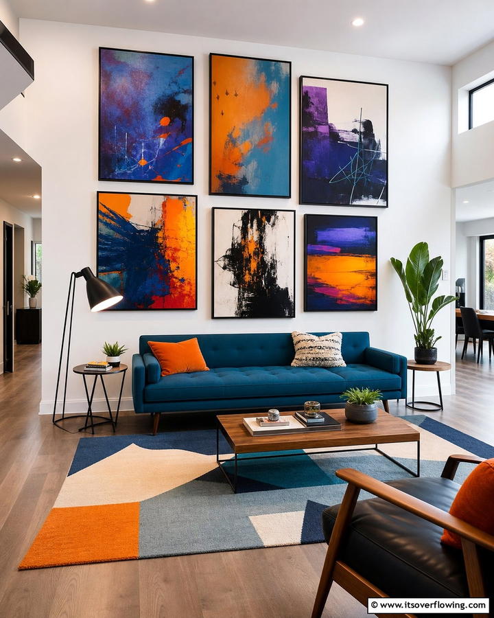 Abstract Art Display - 21 Gallery Wall Ideas to Display Art and Memories