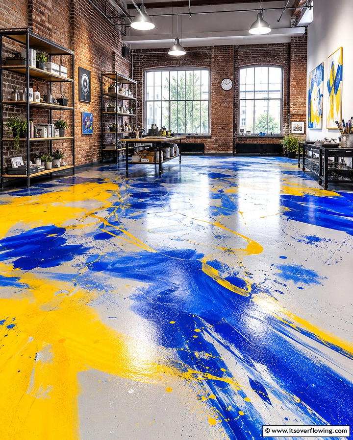 Abstract Art Floor - 25 Painted Floor Ideas to Revitalize Your Home