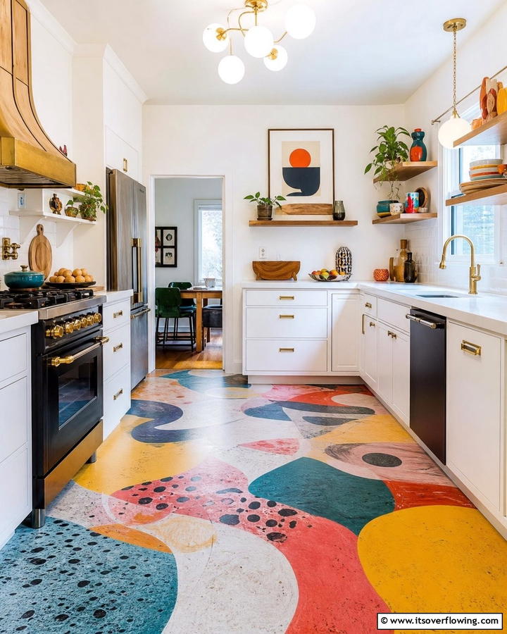Abstract Art Inspired Linoleum - 20 Linoleum Kitchen Flooring Ideas for a Durable and Stylish Look