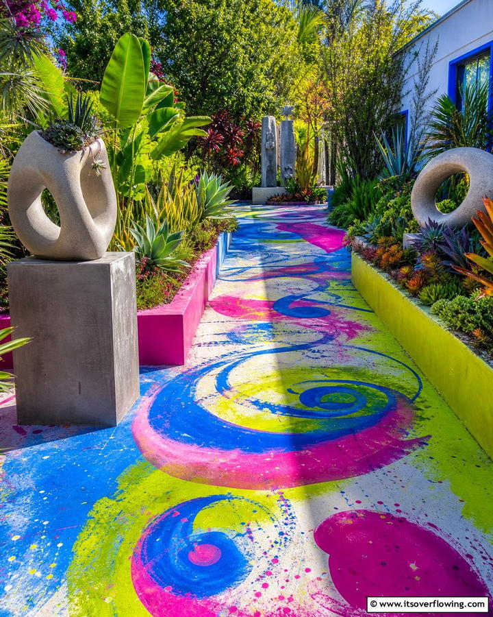 Abstract Art for a Creative Impact - 20 Concrete Walkway Painting Ideas for a Unique Path