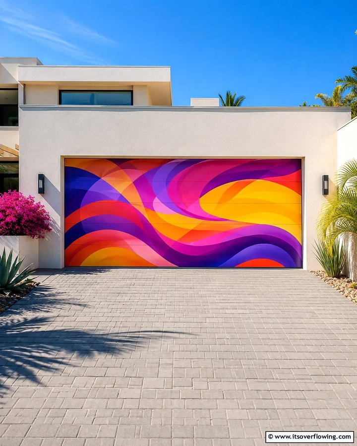 Abstract Color Burst - 30 Garage Door Mural Ideas for Creative Curb Appeal