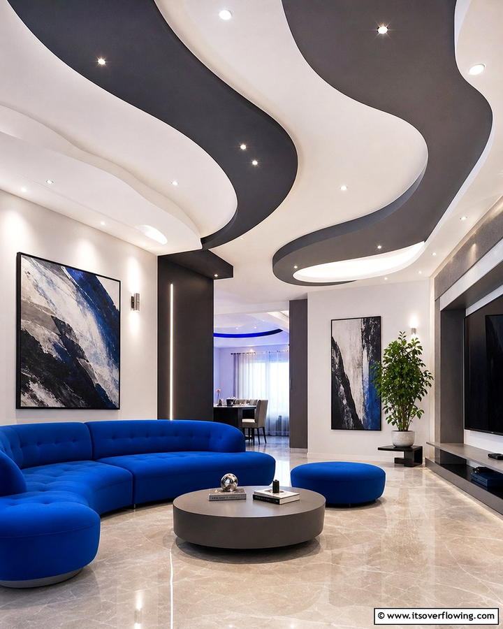 Abstract Design Elements - 20 Living Room False Ceiling Design Ideas to Elevate Your Space