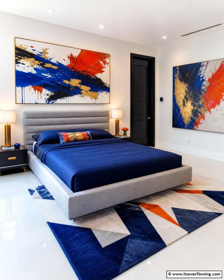 Abstract Expression Accents - 21 Bedroom Wall Decor Ideas to Elevate Your Personal Sanctuary