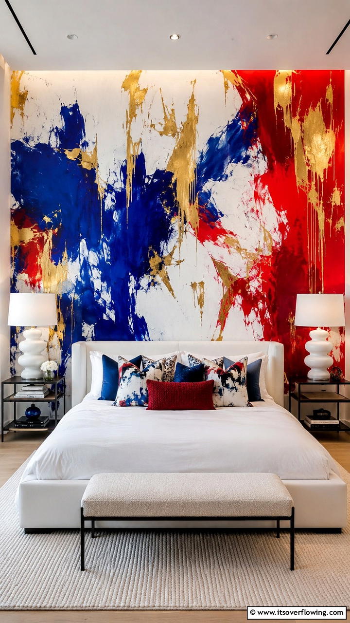 Abstract Expressionism - 30 Bedroom Accent Wall Ideas to Transform Your Space