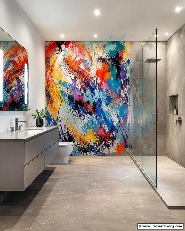 Abstract Expressionism - 30 Bathroom Mural Ideas for Bold and Artistic Wall Designs
