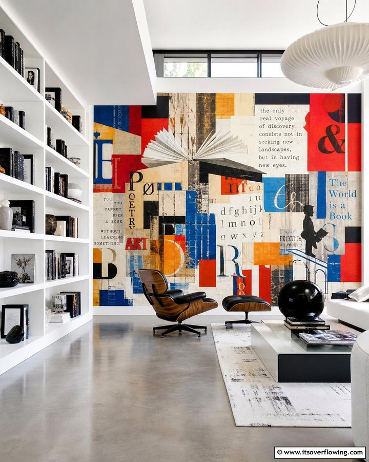 Abstract Literary Art - 20 Library Murals to Inspire Your Next Home Project
