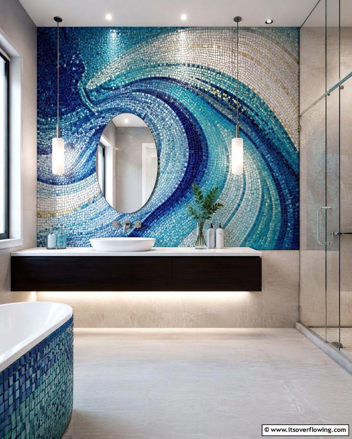 Abstract Mosaic Tiles - 30 Bathroom Art Ideas to Elevate Your Walls with Personality
