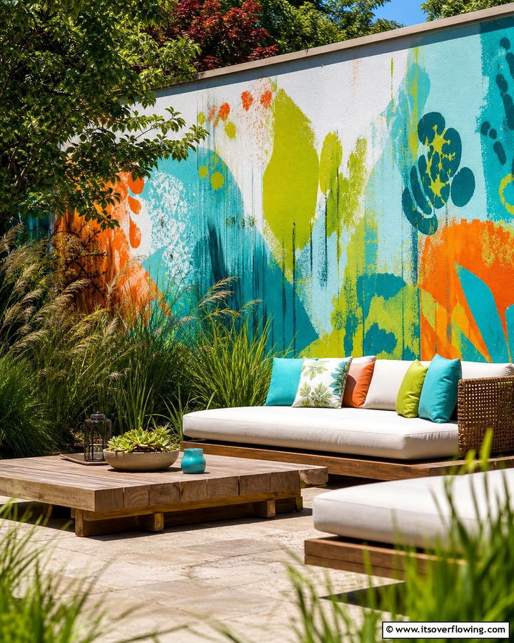 Abstract Nature Art Mural - 21 Garden Mural Ideas to Transform Outdoor Walls Artistically