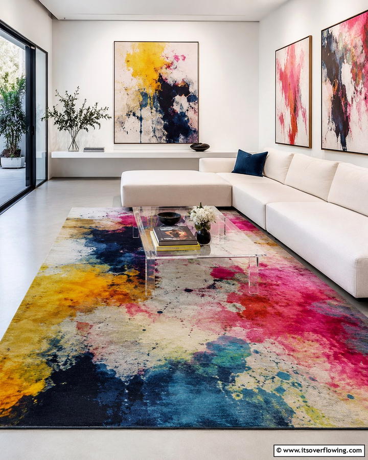 Abstract Rugs for Artistic Expression - 30 Living Room Rug Ideas to Define Your Space Stylishly