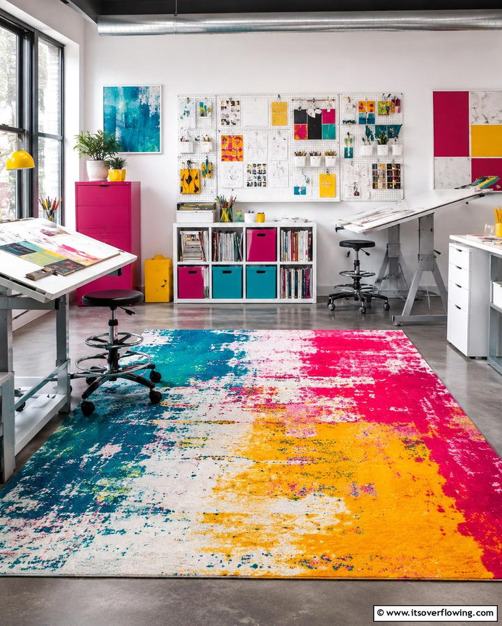 Abstract Rugs for Creative Workspaces - 25 Office Rug Ideas to Transform Your Workspace