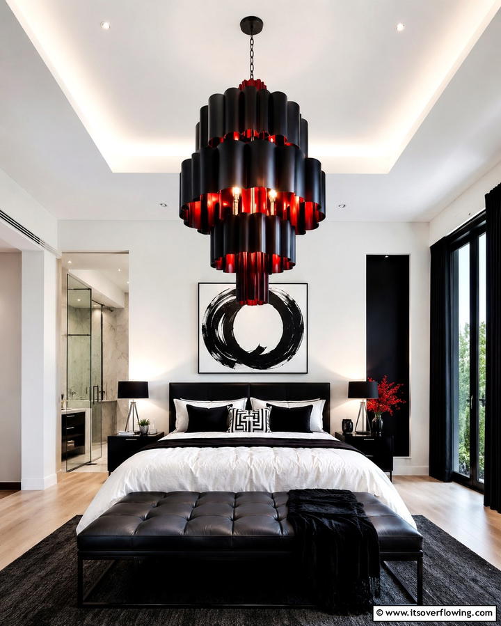 Abstract Wall Art - 25 Red Black and White Bedroom Ideas for a Bold Look