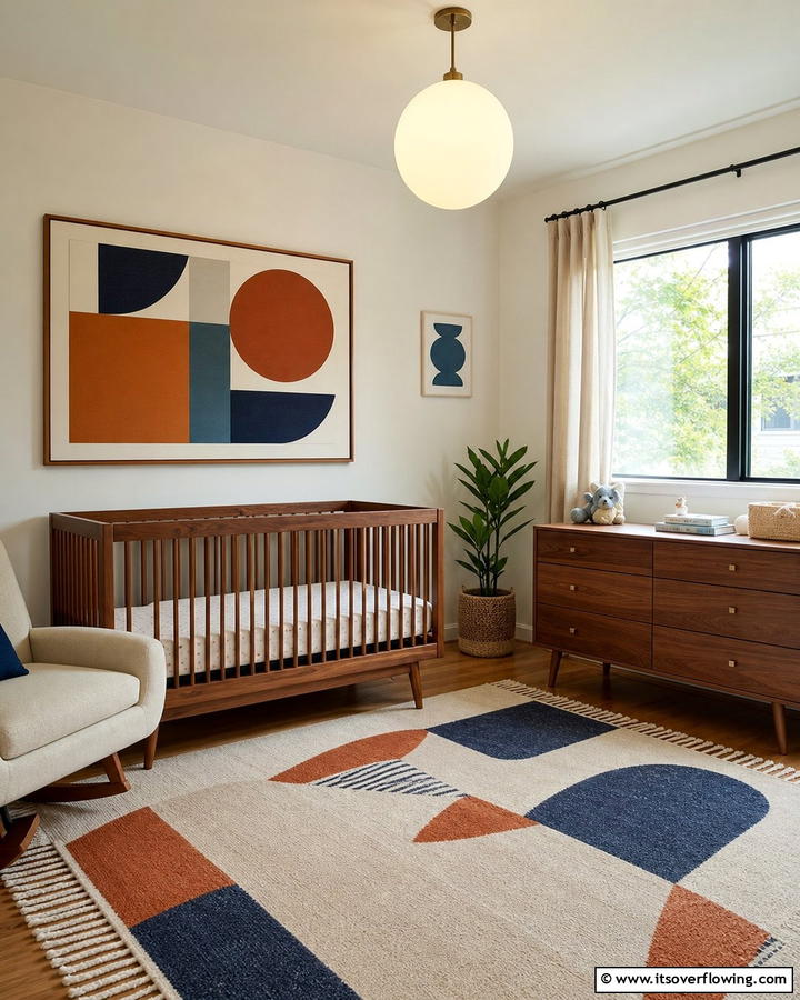 Abstract Wall Art - 20 Mid-century Modern Nursery Ideas for Stylish Kids