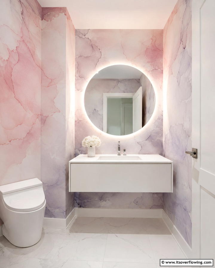 Abstract Watercolor Designs - 25 Powder Room Wallpaper Ideas to Elevate Your Space
