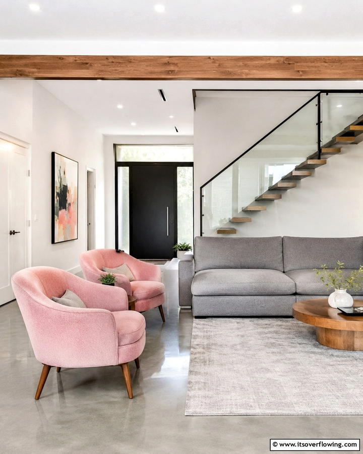 Accent Chairs in Pink for a Stylish Pop - 30 Pink Living Room Ideas for Soft and Inviting Spaces