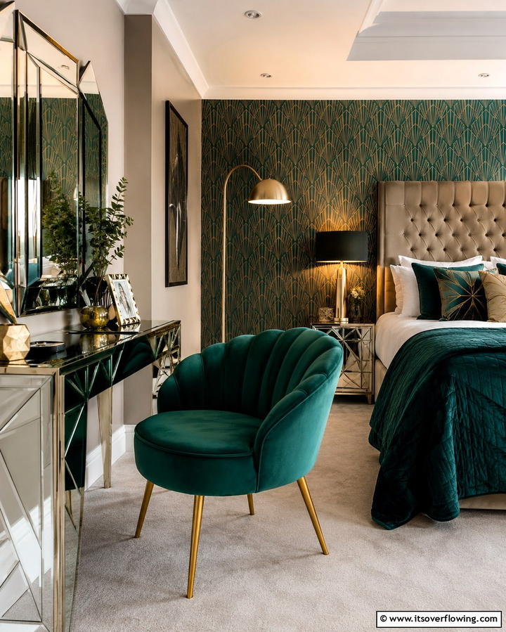Accent Chairs in Rich Fabrics - 25 Art Deco Bedroom Ideas for a Timeless Look