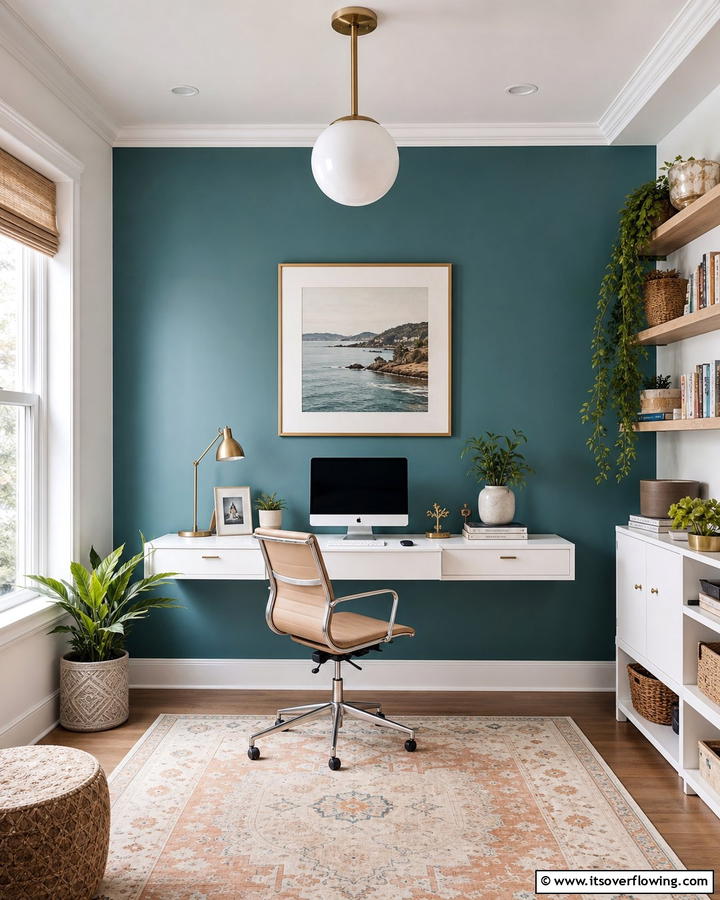 Accent Color Wall - 20 Home Office Background Ideas for Professional Vibes