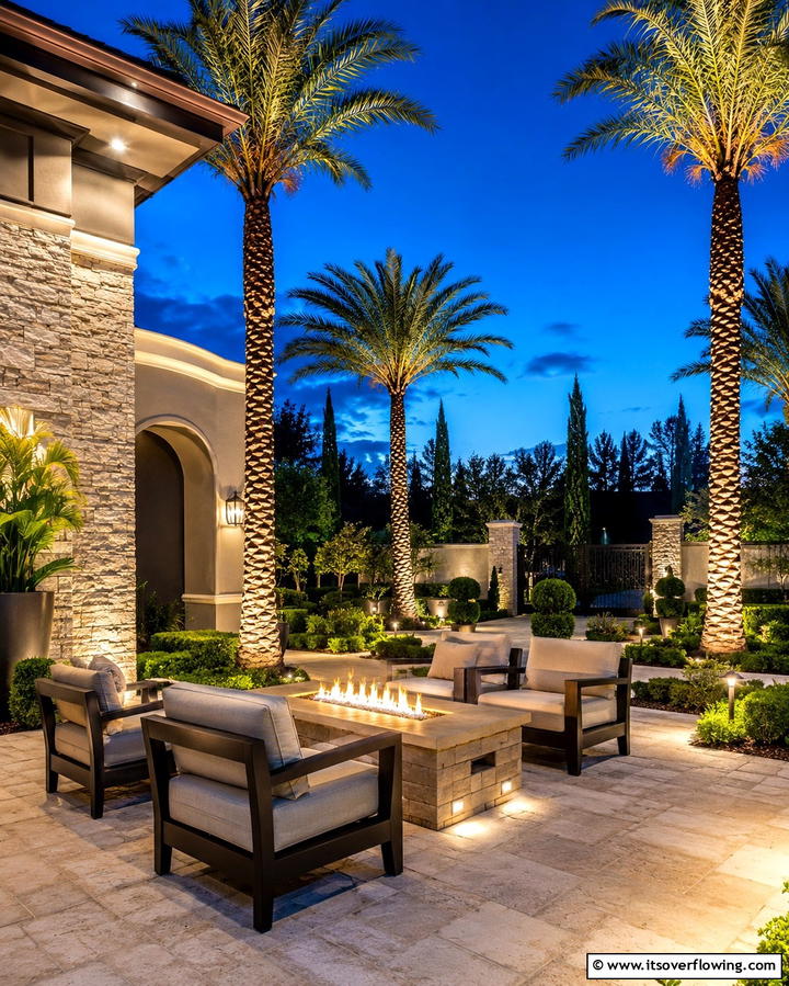 Accent Lighting Features - 25 Front Yard Patio Ideas to Enhance Your Outdoor Space