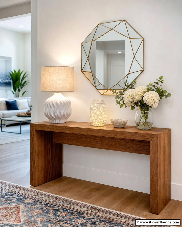 Accent Lighting for a Warm Glow - 25 Entryway Table Decor Ideas to Welcome Guests in Style
