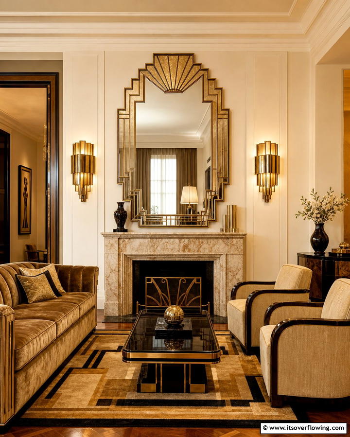 Accent Mirrors - 25 Vintage 1930s Living Room Design Ideas for Nostalgia