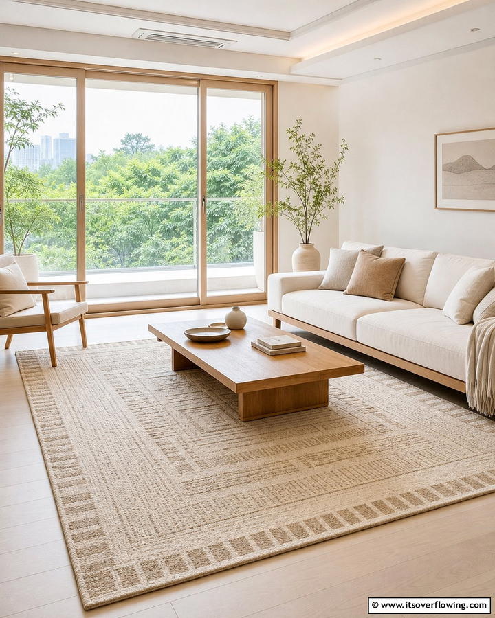 Accent Rugs for Warmth - 20 Korean Living Room Ideas for a Minimalist Space