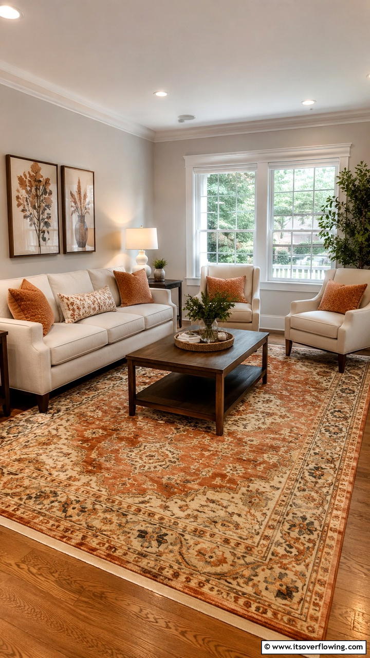 Accent Rugs for Warmth - 21 Transitional Living Room Design Ideas for Modern Homes