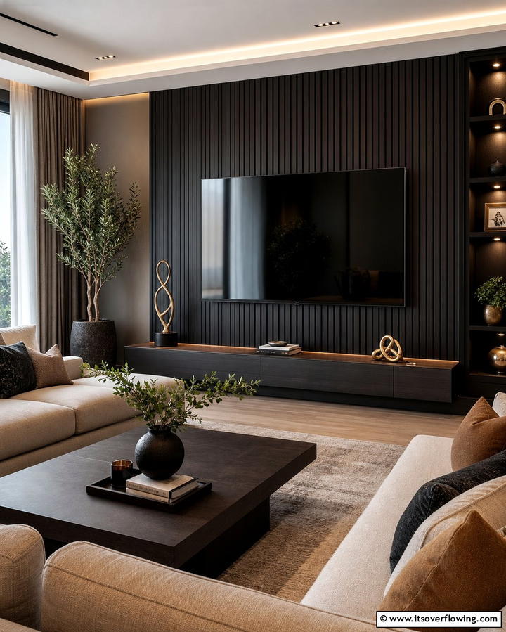 Accent Wall Behind the TV - 25 Small Living Room Ideas With TV for Cozy Nights