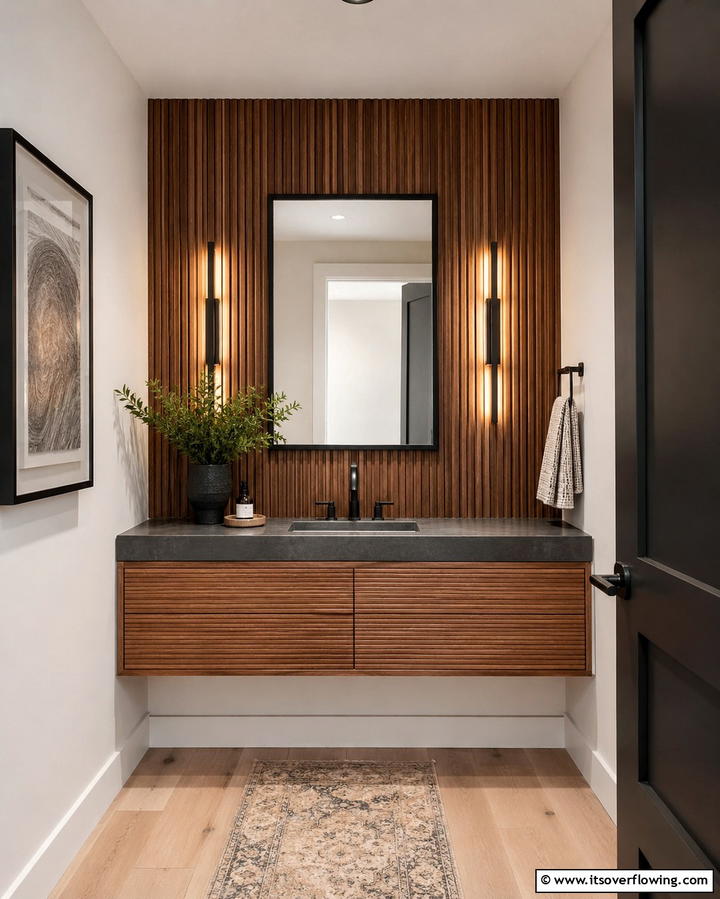 Accent Wall for Depth - 25 Small Powder Room Ideas for Stylish Spaces